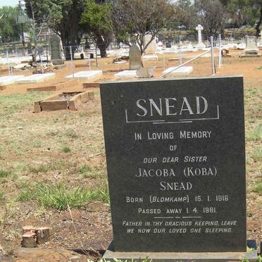 SNEAD Jacoba nee BLOMKAMP 1916-1981