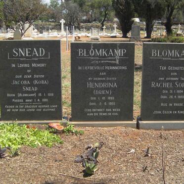 BLOMKAMP Hendrina 1899-1985 :: BLOMKAMP Rachel Sophia 1904-1989 :: SNEAD Jacoba nee BLOMKAMP 1916-1981