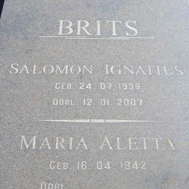 BRITS Salomon Ignatius 1938-2007 &amp; Maria Aletta 1942-