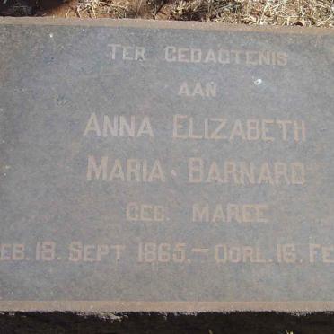 BARNARD Anna Elizabeth Maria nee MAREE 1865-1955