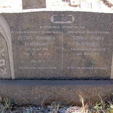 BADENHORST Petrus Johannes 1874-1954 &amp; Sophia Maria STANDER 1878-1973
