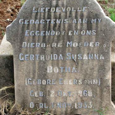 BOTHA Gertruida Susanna nee EBERSOHN 1868-1933