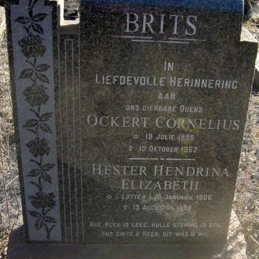 BRITS Ockert Cornelius 1898-1952 &amp; Hester Hendrina Elizabeth LOTTER 1906-1998