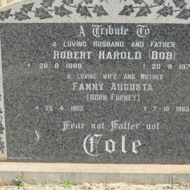 COLE Robert Harold 1889-1972 &amp; Fanny Augusta FURNEY 1903-1985