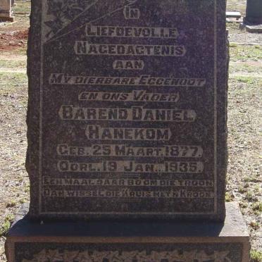 HANEKOM Barend Daniel 1877-1935