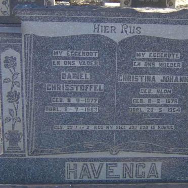 HAVENGA Daniël Chrisstoffel 1877-1963 &amp; Christina Johanna 1878-1954