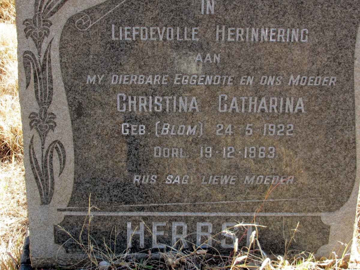 HERBST Christina Catharina nee BLOM 1922-1963