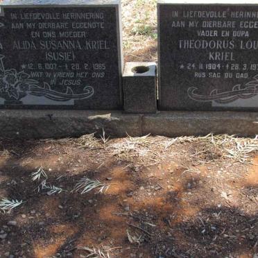 KRIEL Theodorus Louis 1904-1970 &amp; Alida Susanna 1907-1965