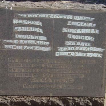 KRUGER Casper Paulus 1881-1948 &amp; Engela Susanna KOTZE 1888-1947