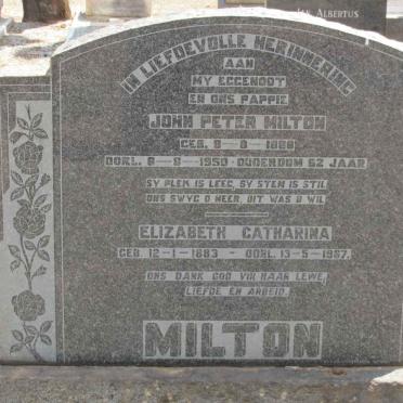 MILTON John Peter 1888-1950 &amp; Elizabeth Catharina 1883-1967