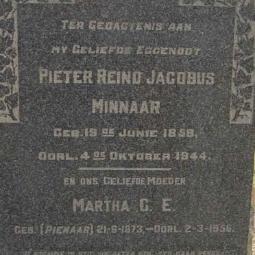 MINNAAR Pieter Reino Jacobus 1858-1944 &amp; Martha C.E. PIENAAR 1873-1956