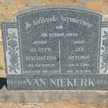 NIEKERK Jan Antonie, van 1884-1949 &amp; Hester Magdalena VAN NIEKERK 1898-1973