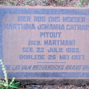 PITOUT Marthina Johanna Catharina nee HARTMAN 1865-1937