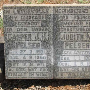 PELSER Casper J.H. 1881-1950 &amp; Judith M. COETSEE 1884-1971