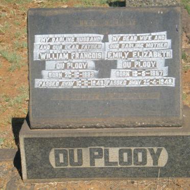 PLOOY William Francois, du 1883-1949 &amp; Emily Elizabeth 1887-1948