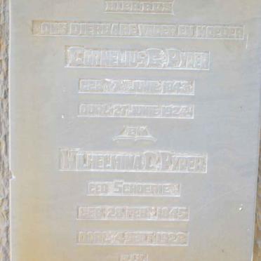 PYPER Cornelius G. 1843-1924 &amp; Wilhelmina D. SCHOERIE 1845-1928