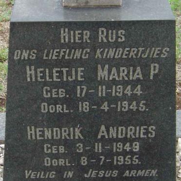 RHEEDE Heletje Maria P., v.d. 1944-1945 :: V.D. RHEEDE Hendrik Andries 1949-1955