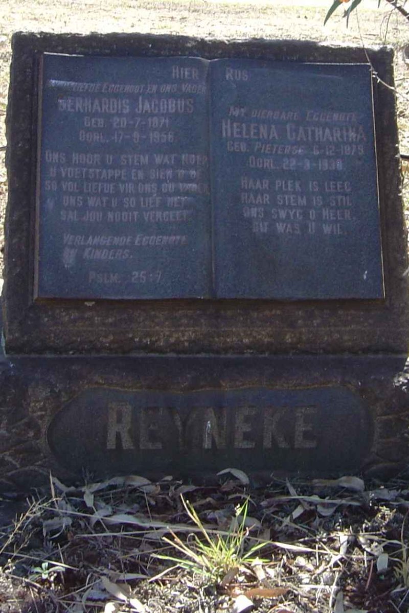 REYNEKE Gerhardis Jacobus 1871-1956 &amp; Helena Catharina PIETERSE 1875-1938