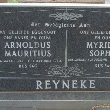 REYNEKE Arnoldus Mauritius 1913-1980 &amp; Myrilla Sophia MISDALL 1916-