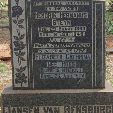 RENSBURG Hendrik Hermanus Steyn, Jansen van 1890-1945 &amp; Elizabeth Cathrina ROOS 1897-1968