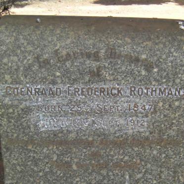 ROTHMAN Coenraad Frederick 1847-1912