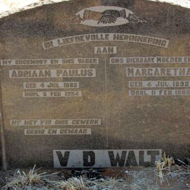 WALT Adriaan Paulus, v.d. 1888-1954 &amp; Margaretha 1892-1980