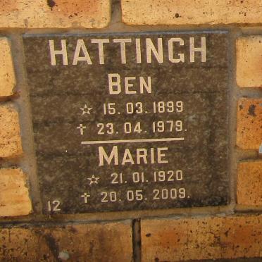 HATTINGH Ben 1899-1979 &amp; Marie 1920-2009