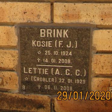 BRINK F.J. 1924-2008 &amp; A.G.C. GROBLER 1929-2008