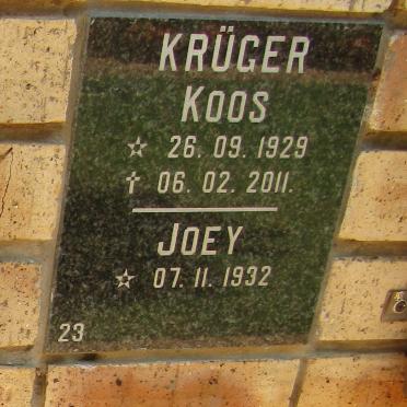 KRUGER Koos 1929-2011 &amp; Joey 1932-