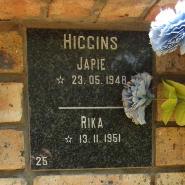 HIGGINS Japie 1948- &amp; Rika 1951-