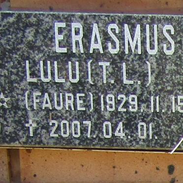 ERASMUS T.L. nee FAURE 1929-2007