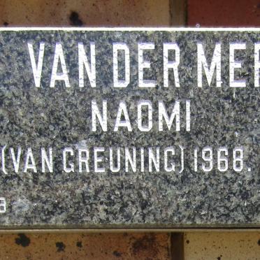 MERWE Naomi, van nee van GREUNING 1968-