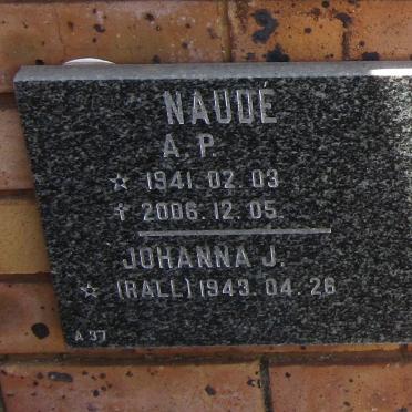NAUDÉ A.P. 1941-2006 &amp; Johanna J. RALL 1943-