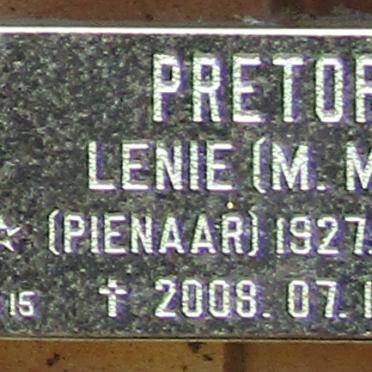 PRETORIUS M.M. nee PIENAAR 1927-2008