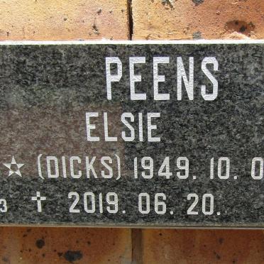PEENS Elsie nee DICKS 1949-2019