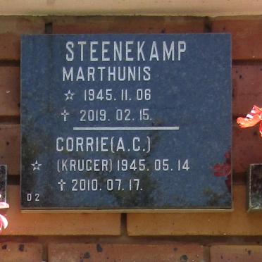 STEENEKAMP Marthunis 1945-2019 &amp; A.C. KRUGER 1945-2010