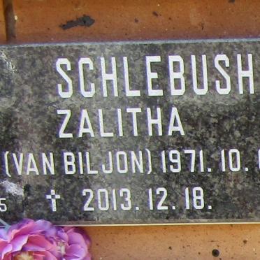 SCHLEBUSH Zalitha nee van BILJON 1971-2013