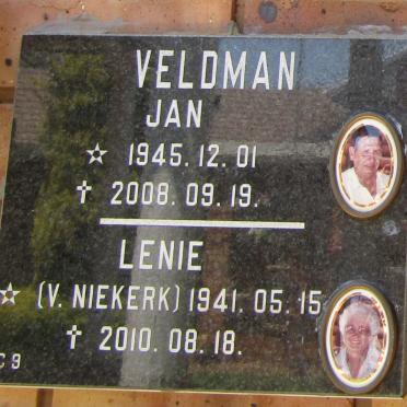 VELDMAN Jan 1945-2008 &amp; Lenie VAN NIEKERK 1941-2010