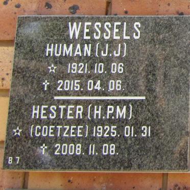 WESSELS J.J. 1921-2015 &amp; H.P.M. COETZEE 1925-2008