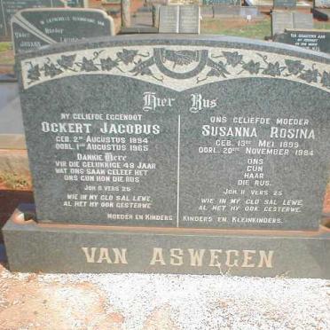 ASWEGEN Ockert Jacobus, van 1894-1965 &amp; Susanna Rosina 1899-1984