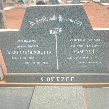 COETZEE Casper J. 1896-1974 &amp; Jeanetta Henrietta 1899-1990