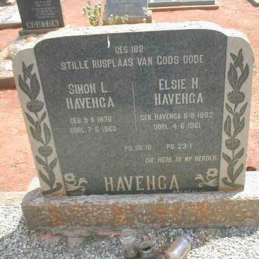 HAVENGA Simon L. 1876-1960 &amp; Elsie M. HAVENGA 1882-1961