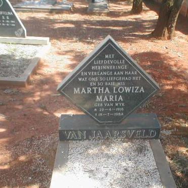 JAARSVELD Martha Lowiza Maria, van geb. van WYK 1916-1984