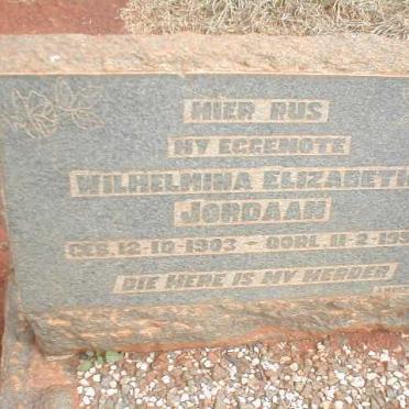 JORDAAN Wilhelmina Elizabeth 1903-1931