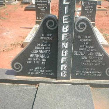 LIEBENBERG Johannes Hermanus 1910-1981 &amp; Gesina Johanna van HEERDEN 1913-1979