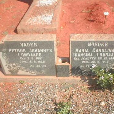 LOMBARD Petrus Johannes 1887-1969 &amp; Maria Carolina Fransina SCHUTTE 1892-1975