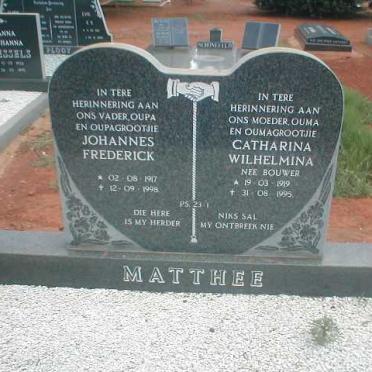 MATTHEE Johannes Frederick 1917-1998 &amp; Catharina Wilhelmina BOUWER 1919-1995