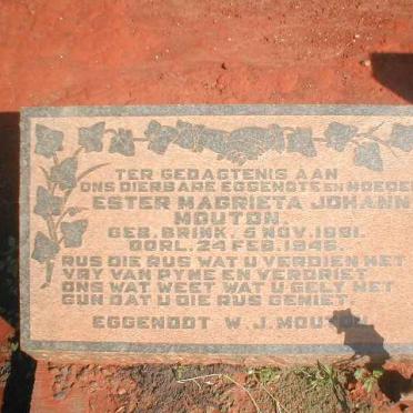 MOUTON Ester Magrieta Johanna nee BRINK 1881-1946