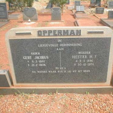 OPPERMAN Gert Jacobus 1897-1978 &amp; Hester M. F. 1896-1976