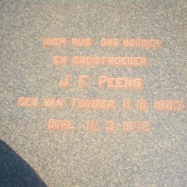 PEENS J.F. nee VAN TONDER 1903-1972